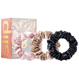 Large Slipsilk™ Scrunchies Black, Pink, Caramel
