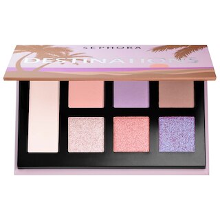 Island Hopping matte cool pale beige base shade, matte rose, matte lilac, matte light taupe, icy shimmer, metallic rose, lilac-blue duochrome shimmer